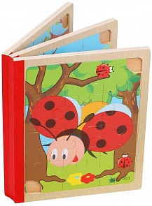 Пазл-книжка Полянка: 6 деревянных пазлов по 12 деталей, 15 х 18 см (Mapacha, 76771)